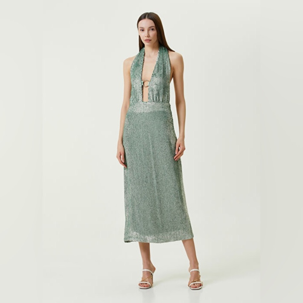 Zeynep Arcay Mint Green Midi Sequined Dress